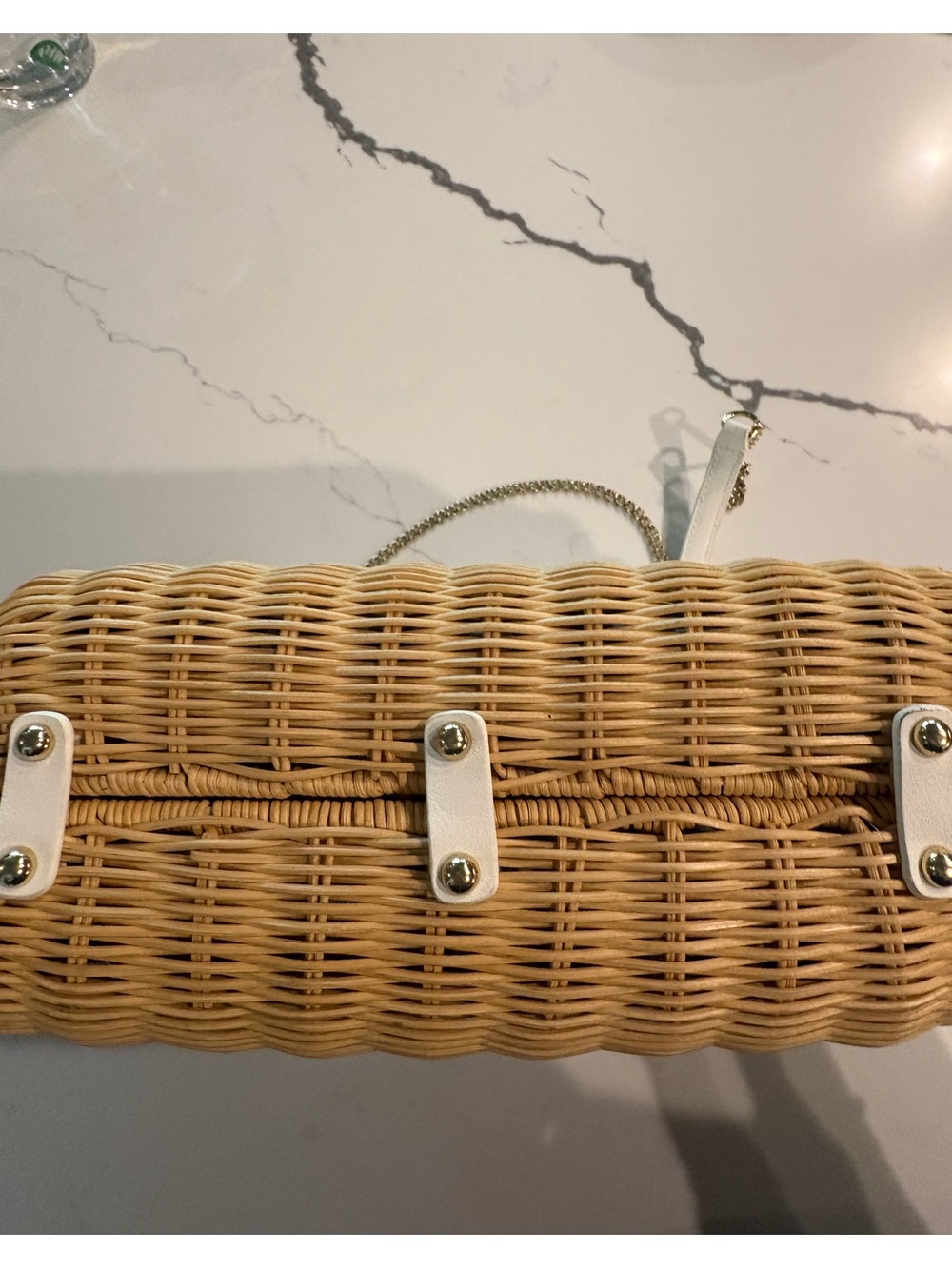 Talbots White Leather and Rattan Shoulder Bag - Picture 4 of 16